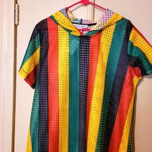 Fishnet hoodie dress or swim cover-up